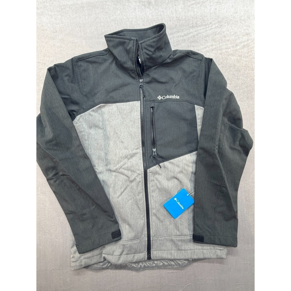 New Columbia Men Cruiser Valley Softsheel Jacket Gray Black Size Small